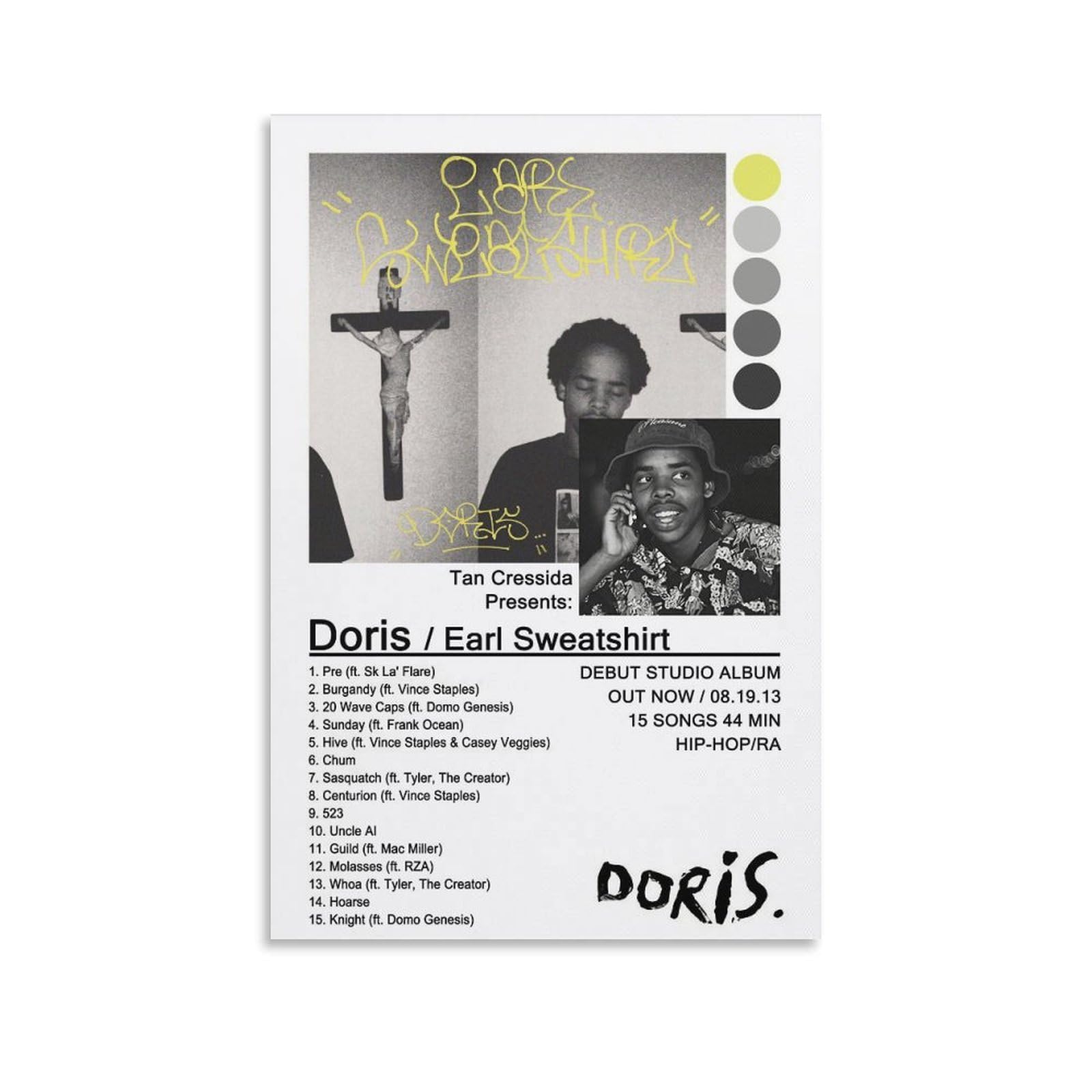 BND IYNF Earl Sweatshirt Doris Canvas Poster Wall Decorative Art Painting Living Room Bedroom Decoration Gift Unframe-style12x18inch(30x45cm)