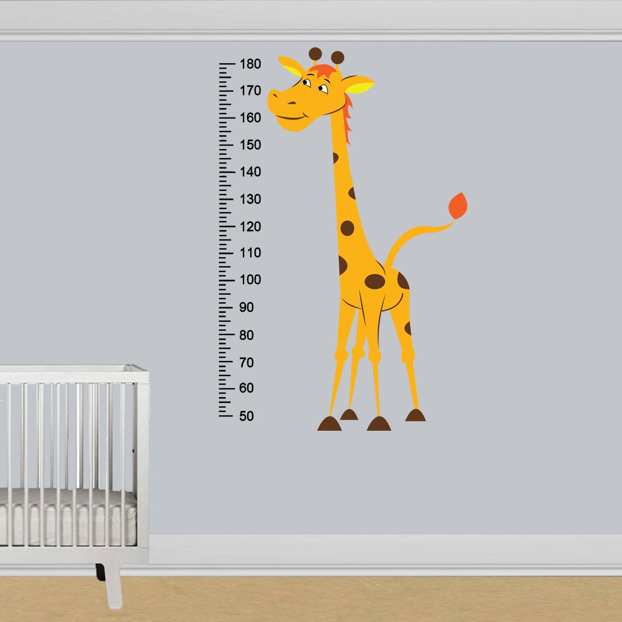 (93x 142cm) in vinile da parete Giraffa righello altezza crescita misura grafico adesivo/bambini/bambini Art decorazione + senza casuale decalcomania regalo.