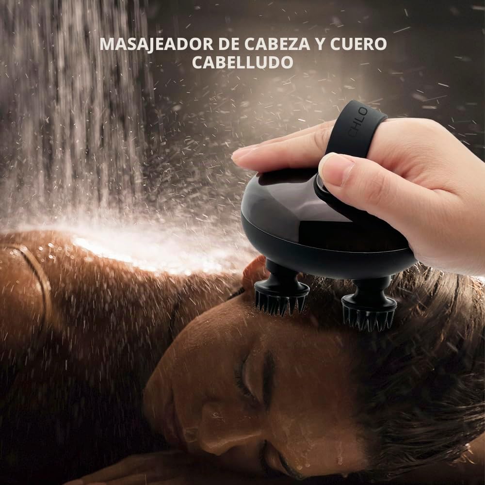 Masajeador de cabeza con 3 modos de amasado y 8 garras de masaje extraíbles, masajeador eléctrico portátil de mano IPX7 impermeable para el crecimiento del cabello