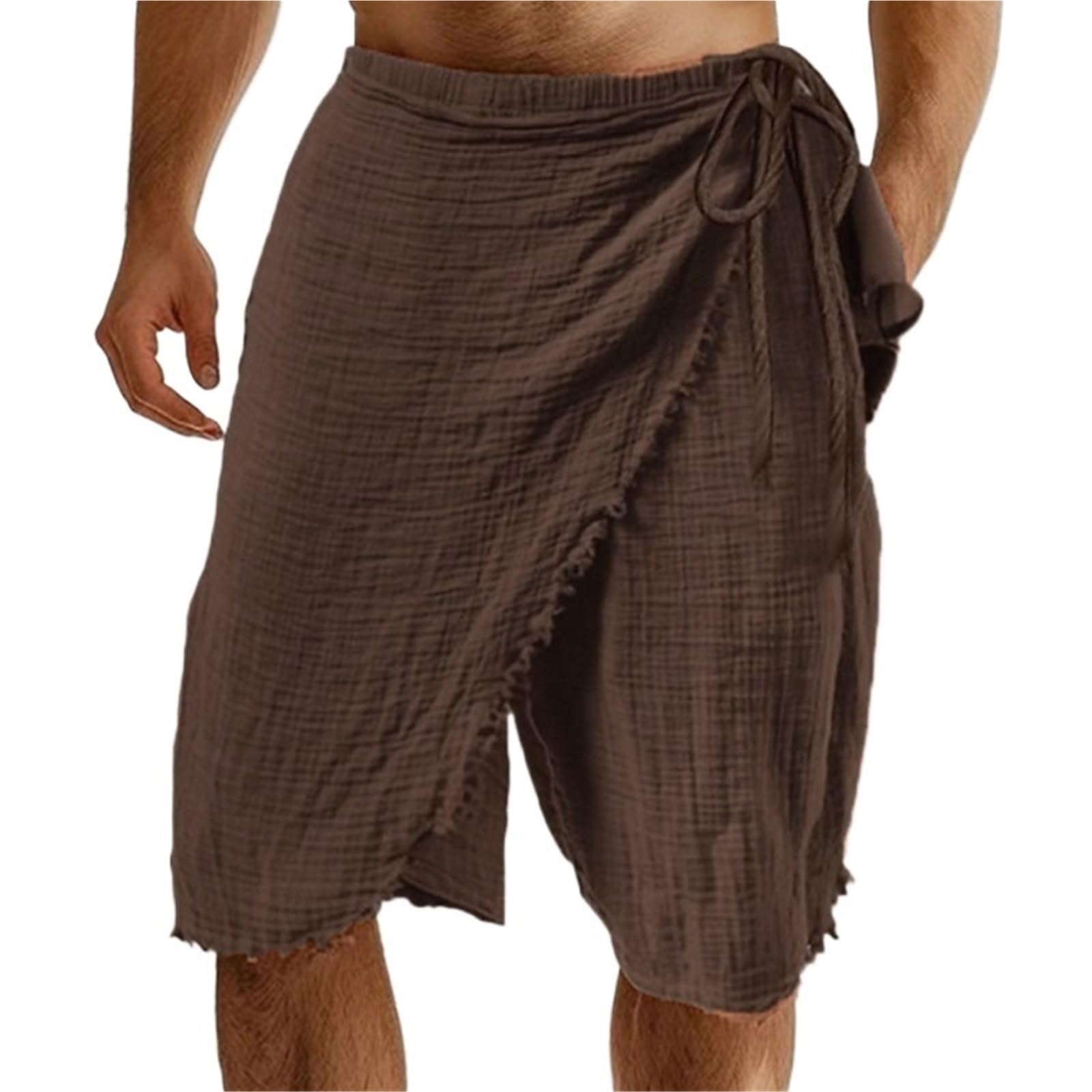 Short en lin homme de plage décontracté ample avec cordon