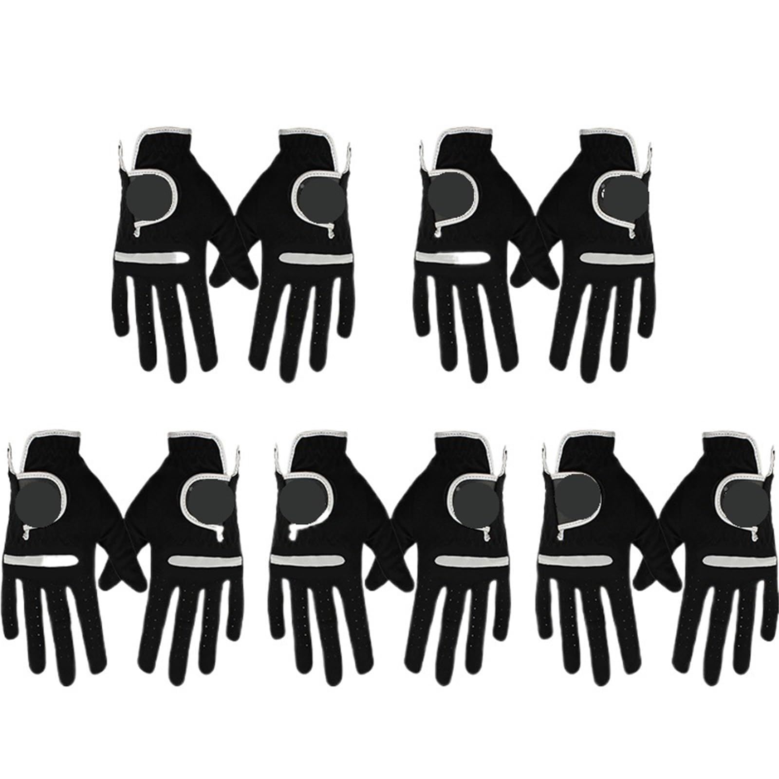 Guanto da golf Guanti da golf uomo, 10 pezzi, mano sinistra, destra, micro fibra morbida, traspirante, guanti per principianti(5 Pairs Black,Size 26-XL)