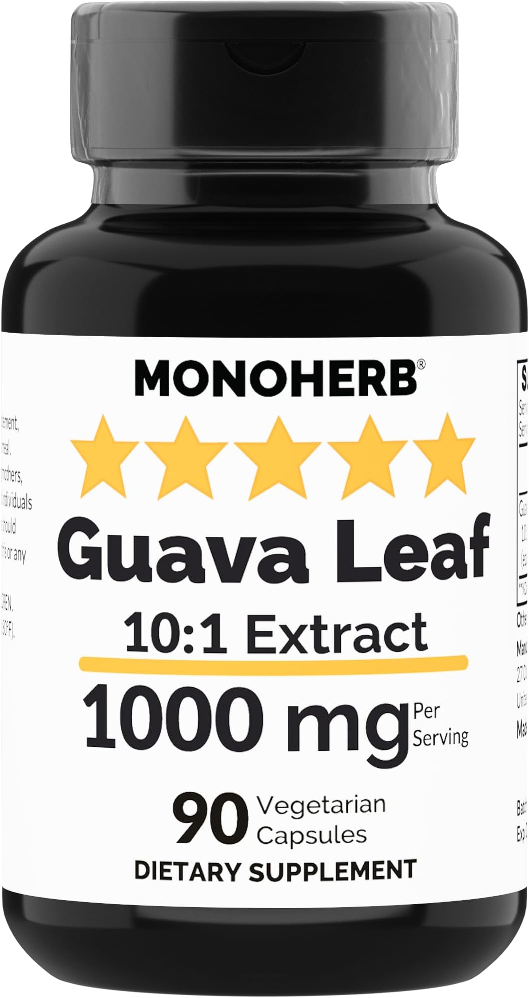 MONOHERB Guava Leaf 10x Extract 1000 mg - 90 Capsules.
