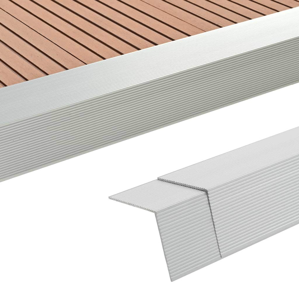 Festnight Lot de 5 Cornière de Terrasse en Aluminium 170 cm Argenté