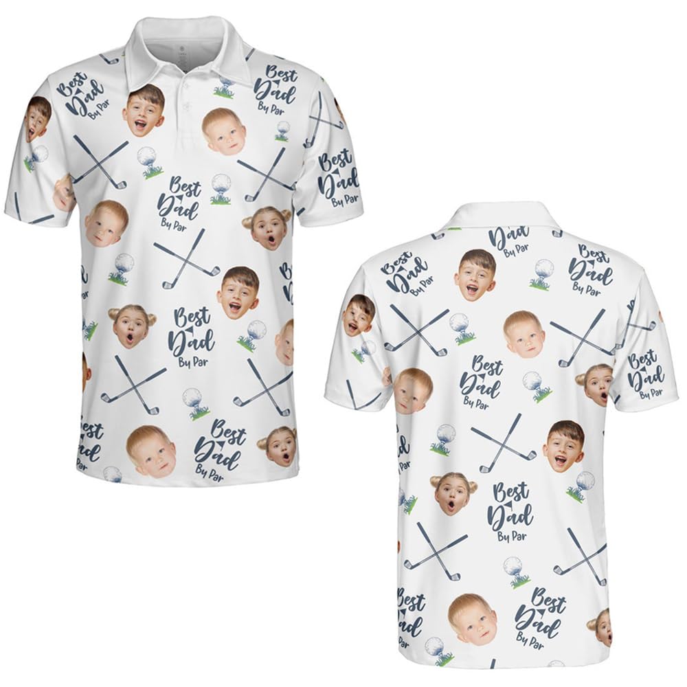 Generic Personalized Polo Shirt with Face, Customized Polo for Golfer, Great Gift for Dad Father, Golf Gift for Men, Golf Shirt Multi, Small