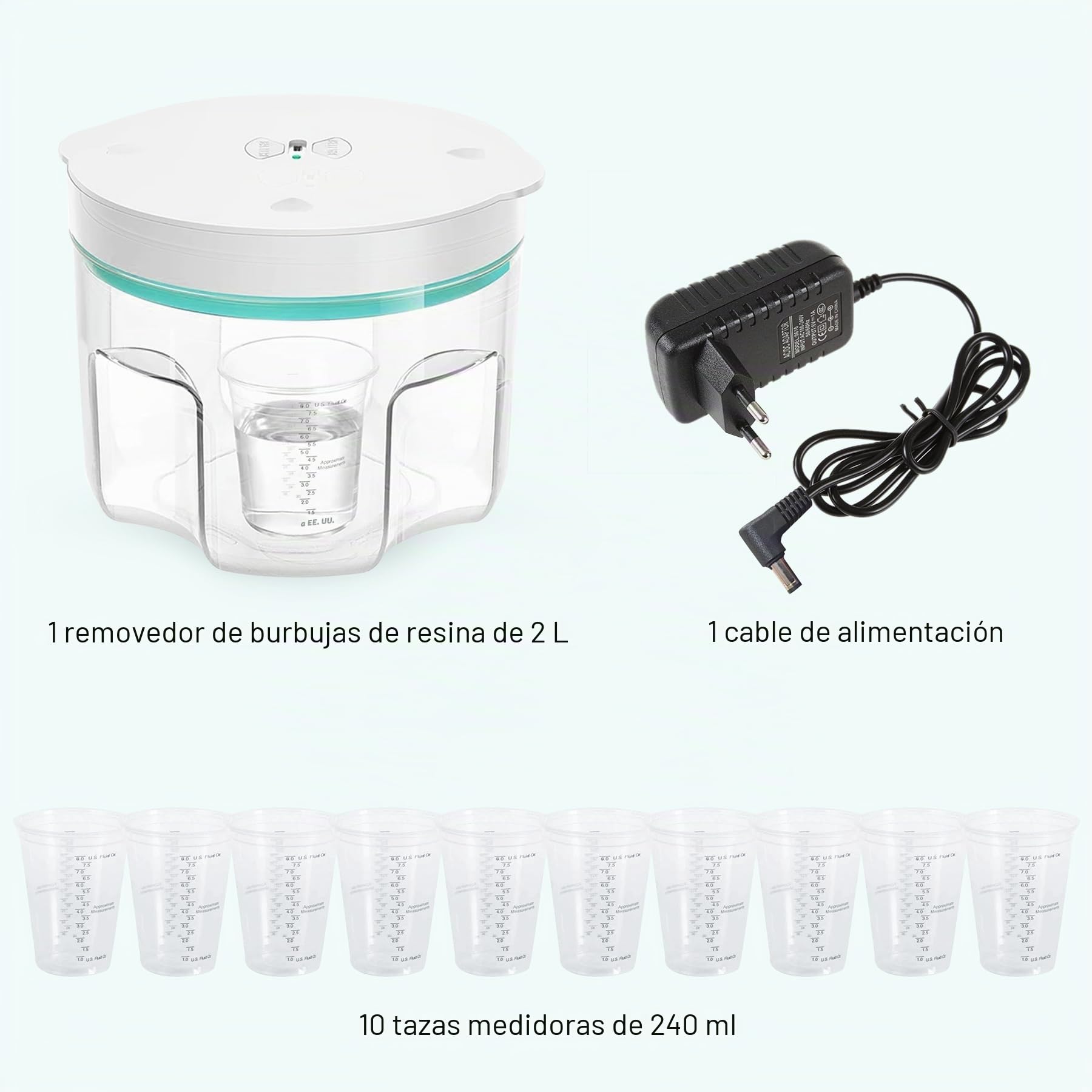 Cámara de Vacío 2L para Resina Epoxi, 95 kPa, Desgasificación Rápida | Elimina hasta el 99% de las burbujas en 5-8 minutos, ideal para resina UV, moldes de silicona y trabajos de fundición