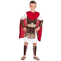 Boland – Costume da gladiatore per bambino, set con tunica, protezioni per braccia e gambe, guerriero, cavaliere, carnevale, festa in maschera