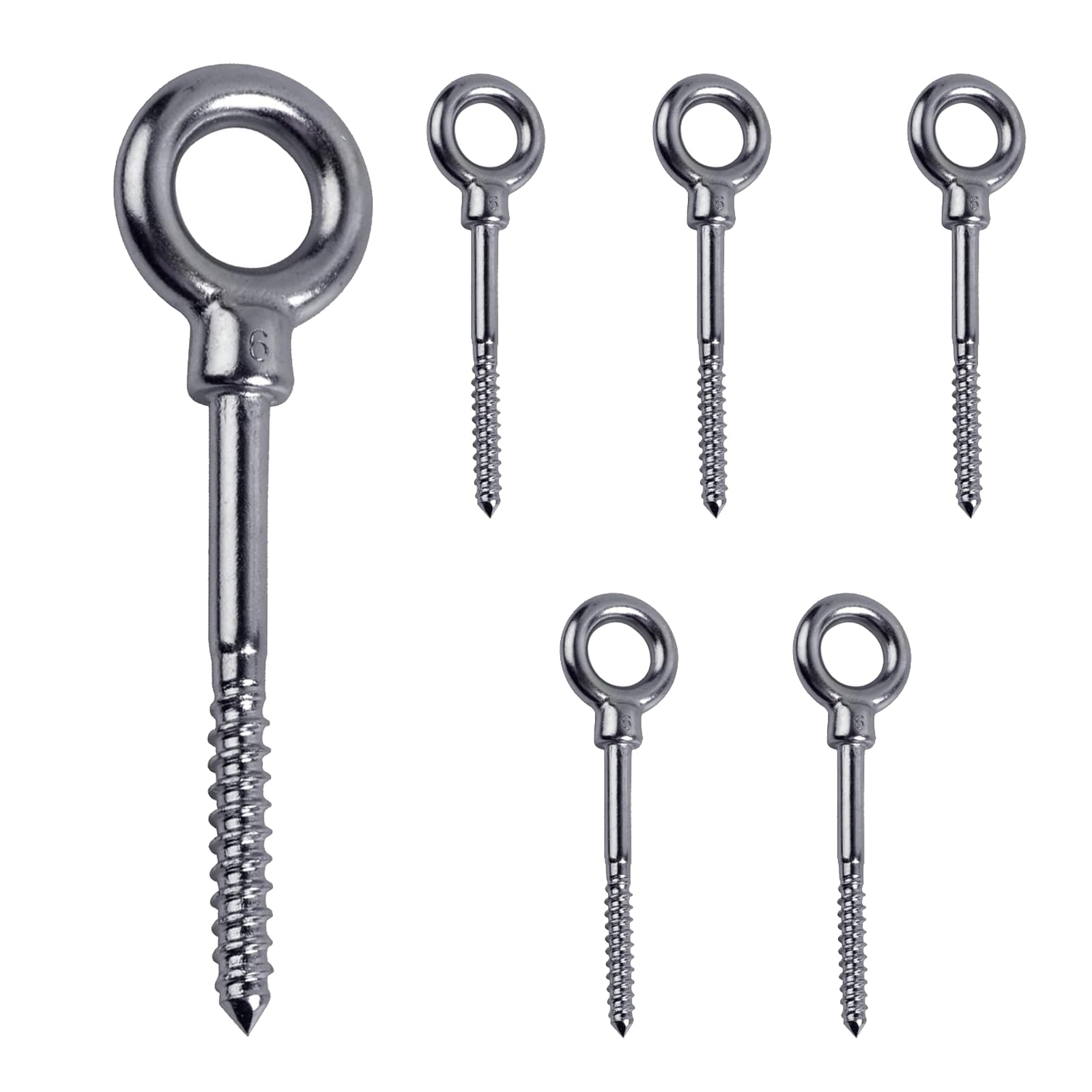 6 Pezzi Bullone a Occhiello M6, Viti a Occhiello, Dado a Occhiello con Dado ad Anello, Occhielli a Vite per Legno, Utilizzato per Appendere Oggetti Vari, Adatto per uso Interno ed Esterno