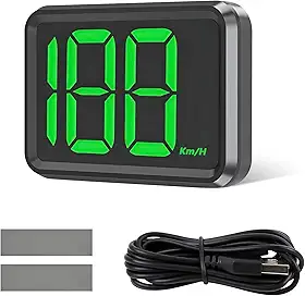 Velocímetro GPS veicular HUD, velocímetro digital para carros com velocidade KM/H, velocímetros de exibição de alerta com fonte grande LED e cabo USB, Plug and Play, acessórios universais para