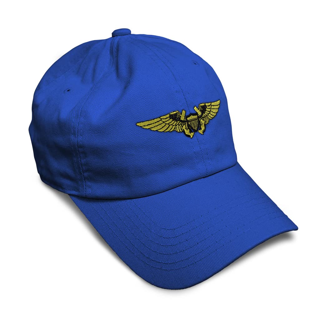 Speedy Pros Soft Baseball Cap Naval Flight Officer Embroidery Insignias Naval Flight Officer Embroidery Twill Cotton Dad Hats for Men & Women Royal Blue Design Only