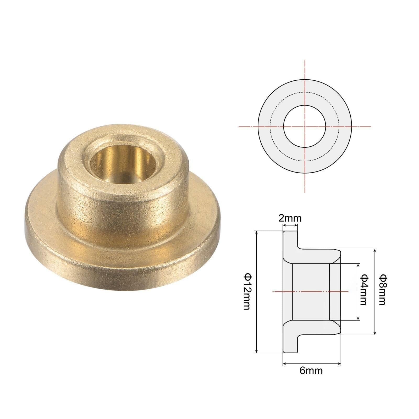 Roulements à manchon à bride 4x8x6mm, bague autolubrifiante en Bronze fritté, 4 pièces HIEUBE793