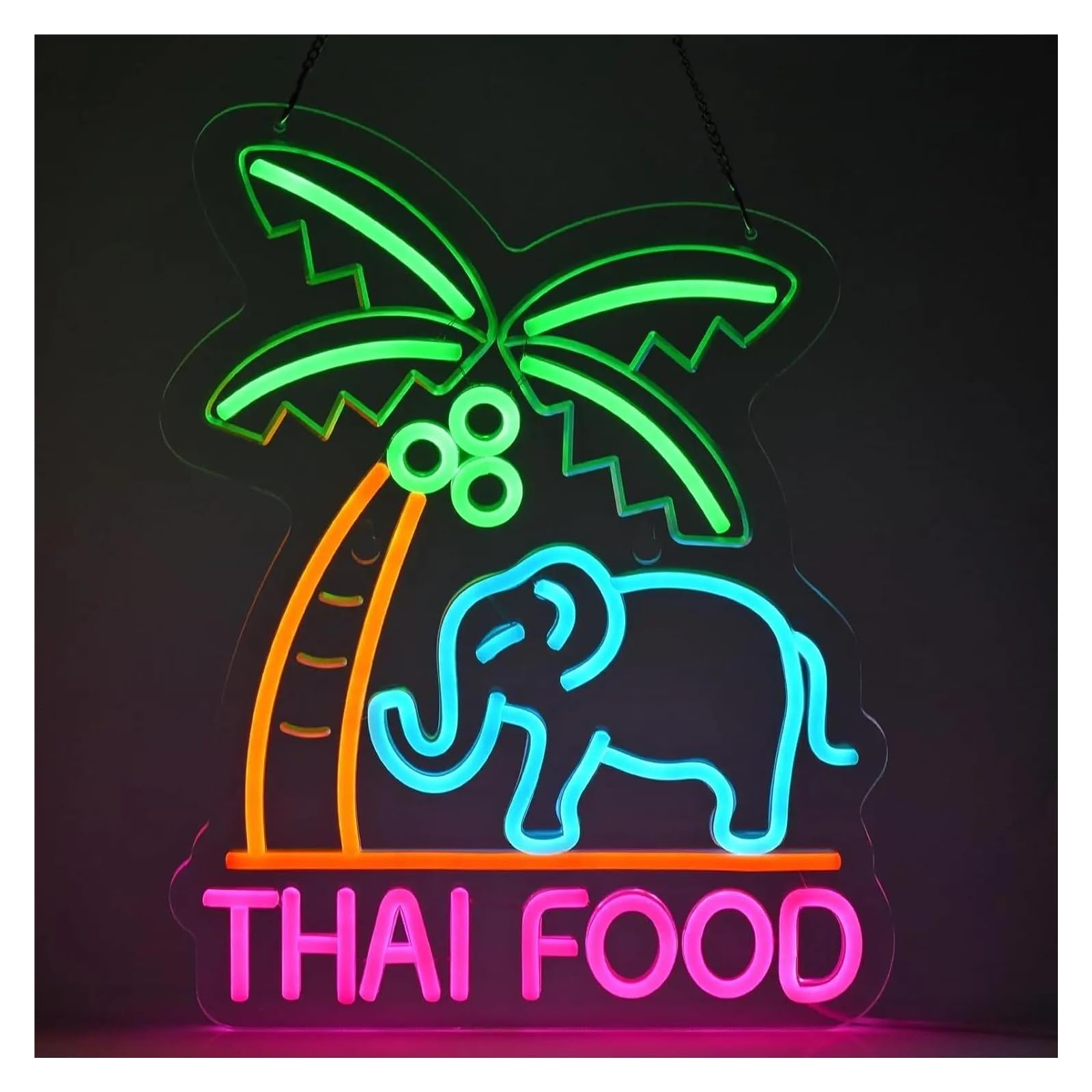 LEMST Signs Lamp Thai Food Neon Sign USB Dimmable for Home Kitchen Thailand Restaurant Business Signage 35X27.3cm