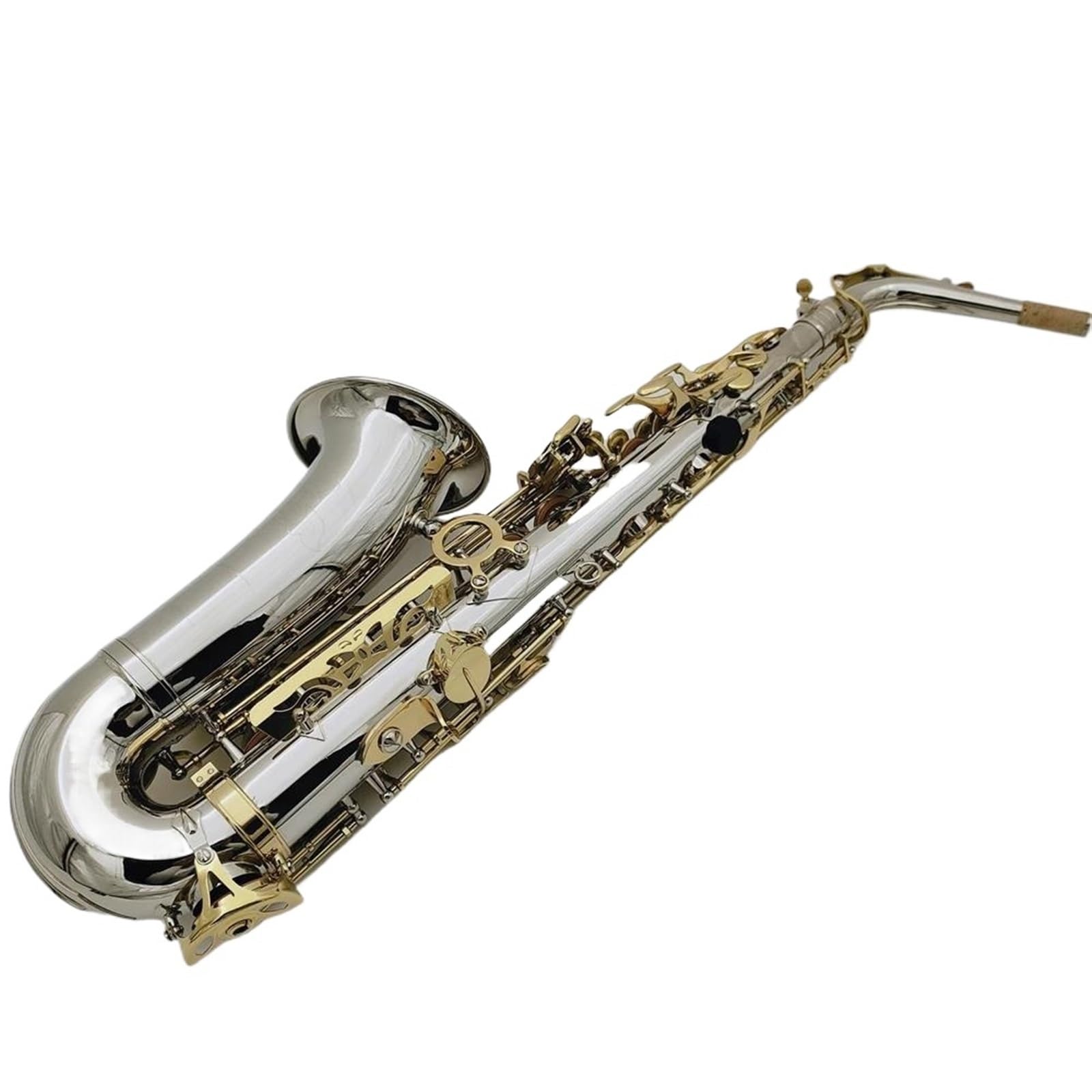 Saxofón Saxofón Alto Latón Cuerpo Bañado En Plata Llave Lacada En Oro Eb Tune E Flat Sax Con Estuche Para Boquilla (Color : Leather bag)
