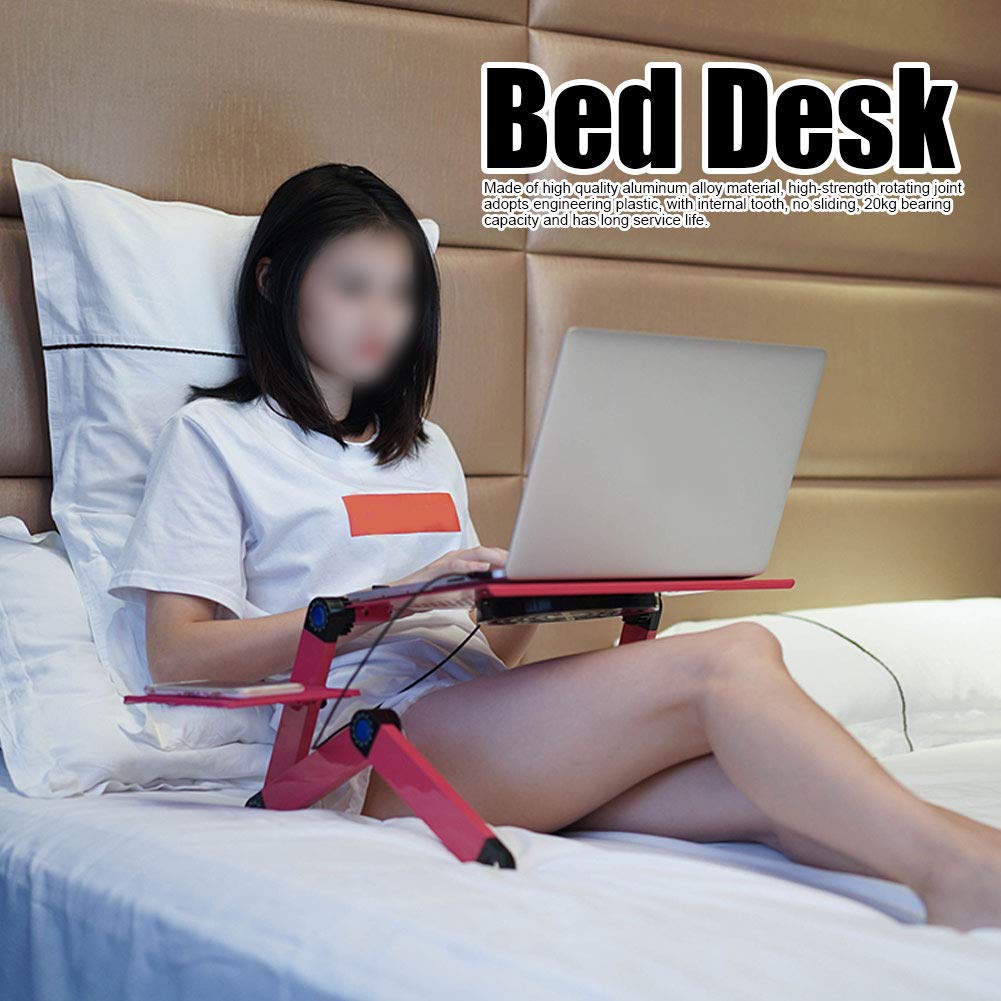 Vikye Laptop Stand, Modern Style Folding Computer Laptop Table Bed Heat Dissipation Student Office Laptop Desk with Mouse Holder, Laptop Bed Lap Tray(Rose Red)