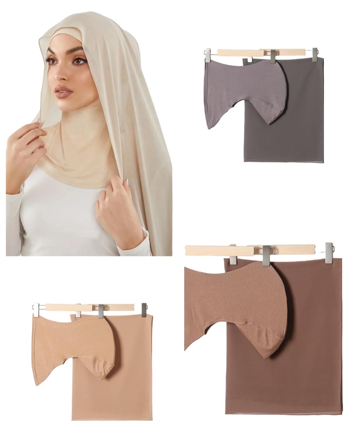 CntqiangMuslim Chiffon Shawl Hijab with Matching Undercap Neck Full Cover Hijab Underscarf Wrap Scarves Turban