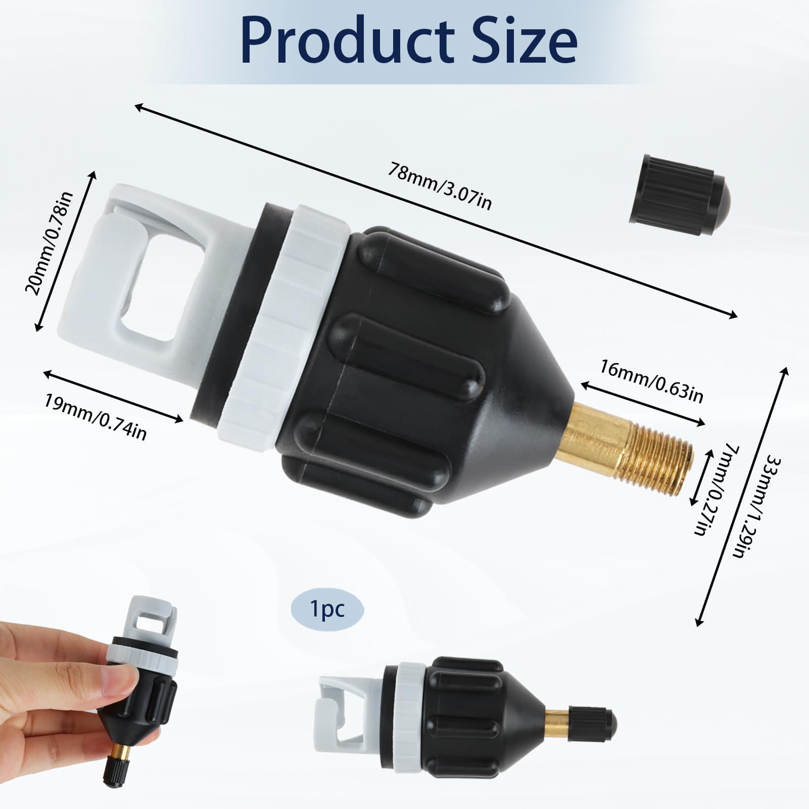 Adaptador de bomba eléctrica 1 pieza de cobre, conector de 7 mm, accesorio inflado para kayak, sup, barco inflable Adaptador de válvula resistente y duradero para bomba de aire