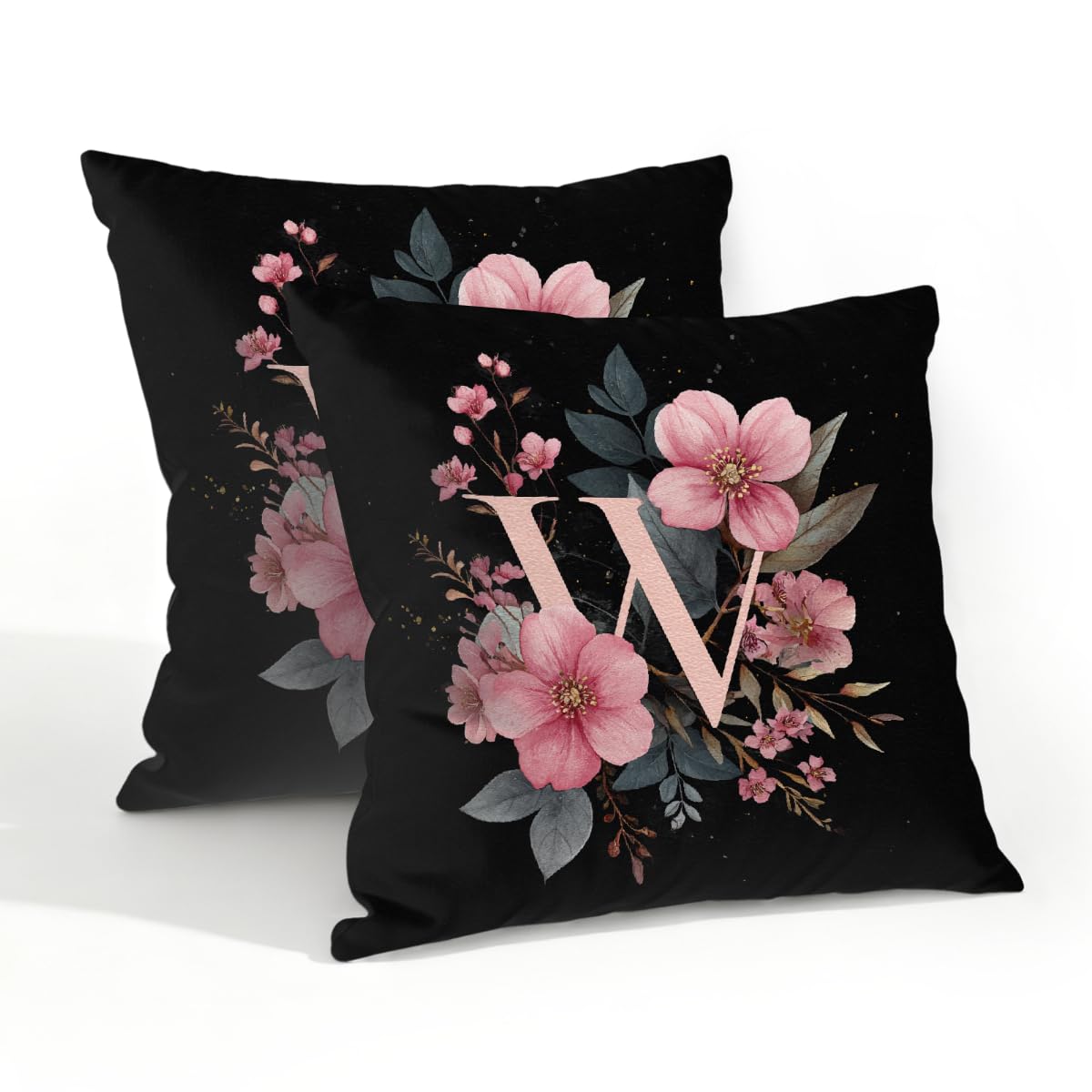 Outdoor Pillow Covers Waterproof Pillowcases 20x20in Set of 2 Boho Flower Alphabet W Decorative Throw Cushion Case for Couch Sofa Garden Patio Furniture