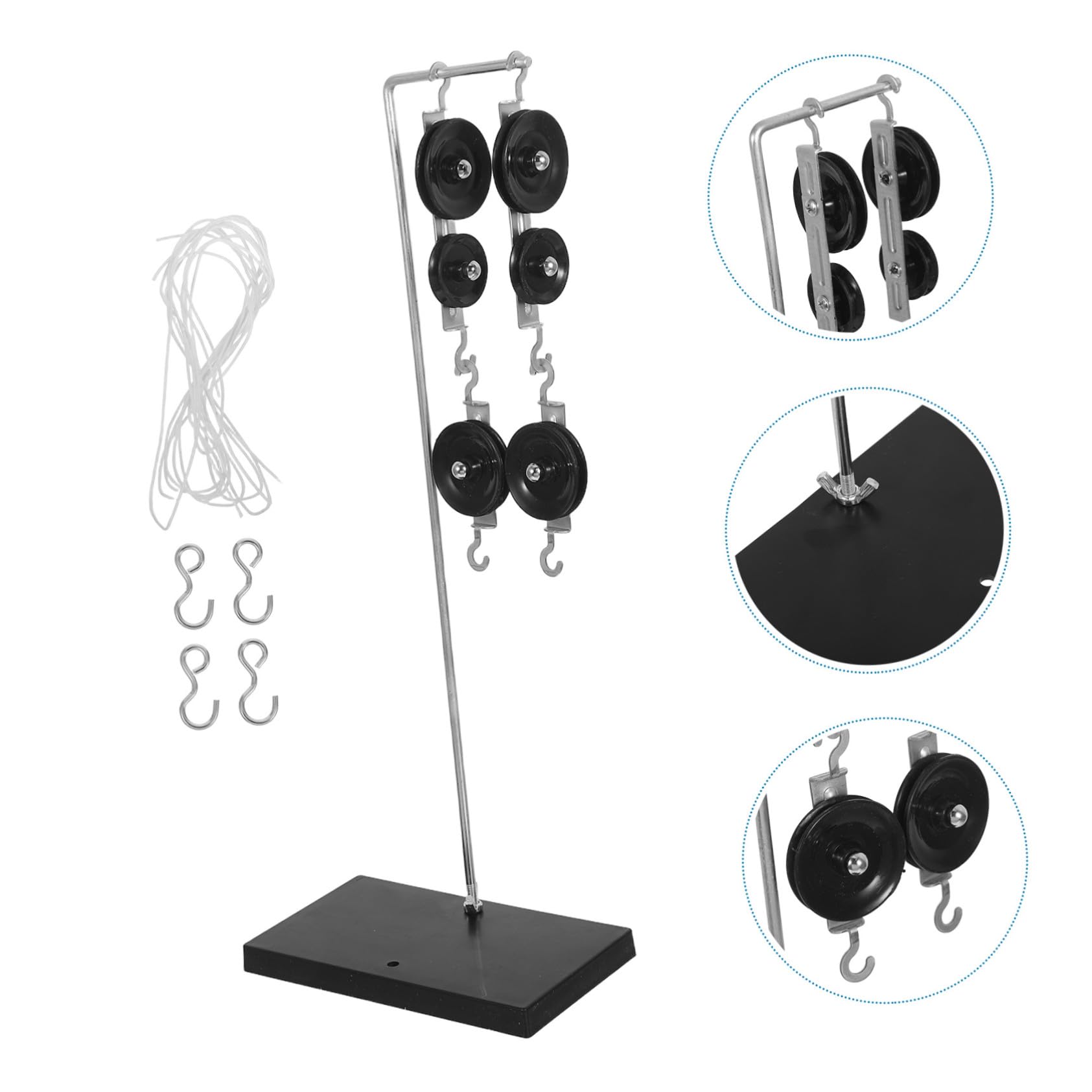 PRETYZOOM 5 Juegos Kit de Poleas para Experimentos Escolares con Base Galvanizada Estable Sistema de Poleas Sencillo y Doble para Enseñanza de Física y Análisis de Fuerzas Aulas