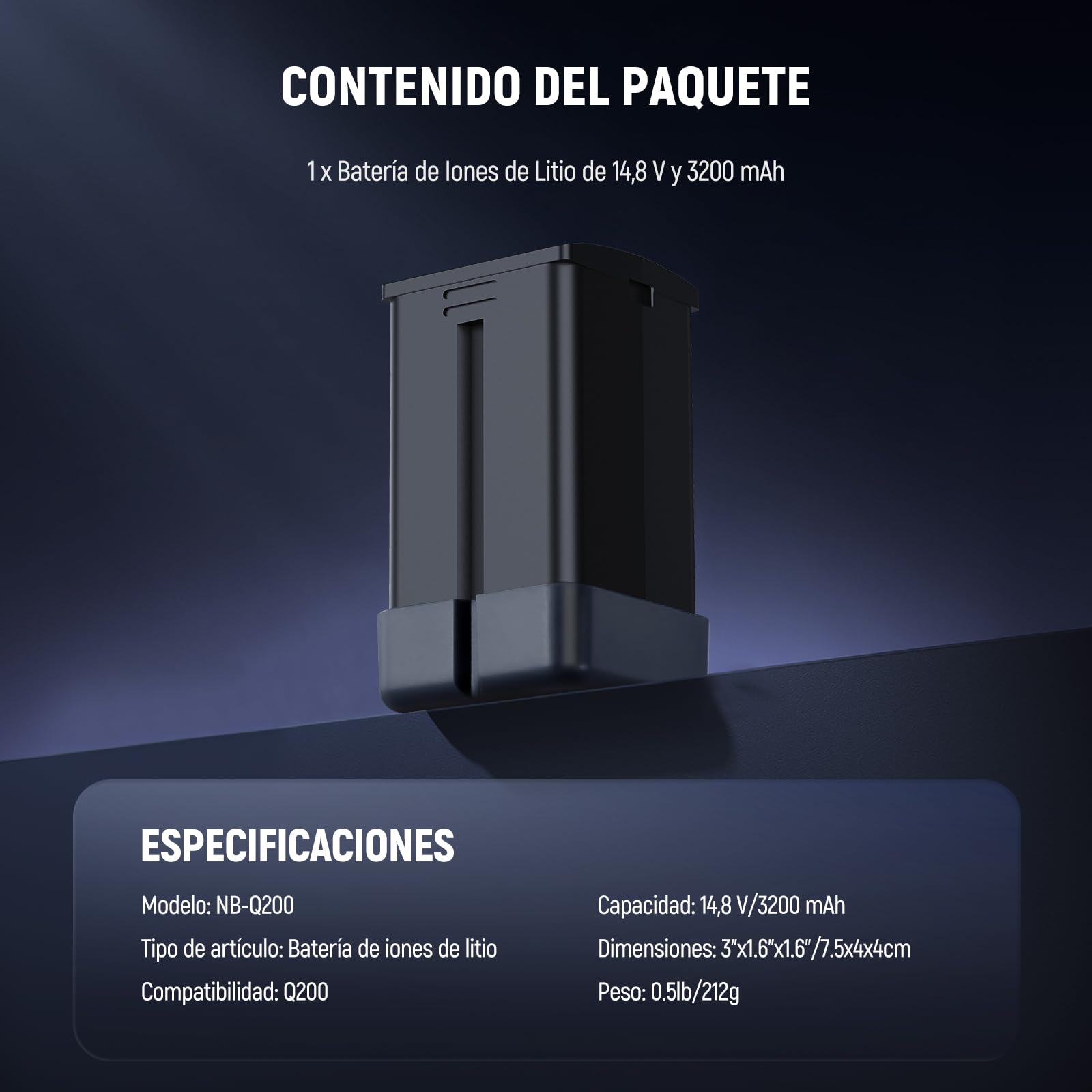 NEEWER Q200 Batería Rpuesto, Paquete de 14,8V/3200mAh Batería Iones Litio Recargable Solamente Q200 Luz Estroboscópica Flash Exterior para Fotografía Exterior, NB-Q200
