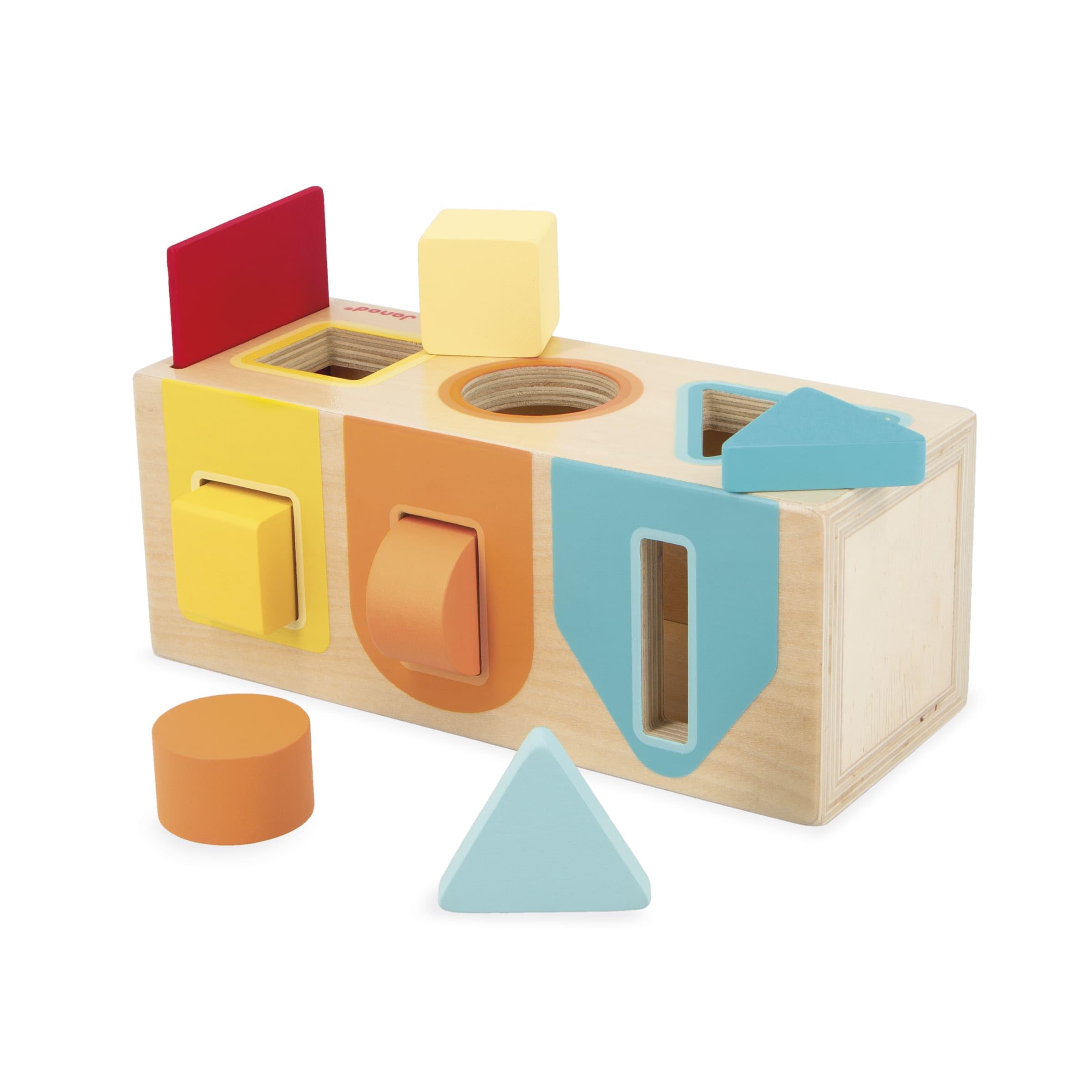 Janod - Geometric Shape Box (Wood) - Wooden Early-Learning Toy - Educational Game - Fine Motor Skills - 12 Months - J05330