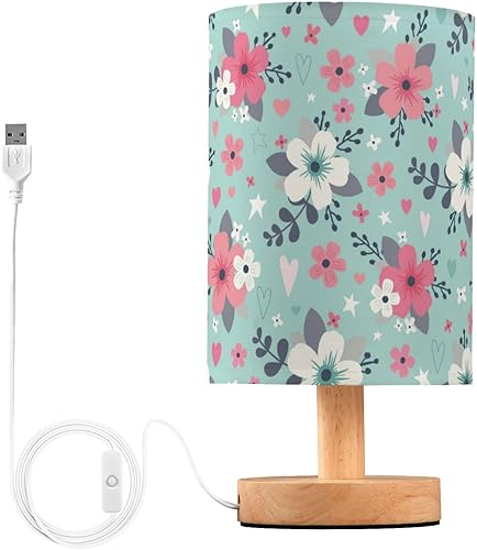 Lámparas de mesa Pequeñas Lámparas de noche Pequeñas Flores de Primavera Rosa Blanco Azul Luces de Noche para Adultos Interior lampara escritorio