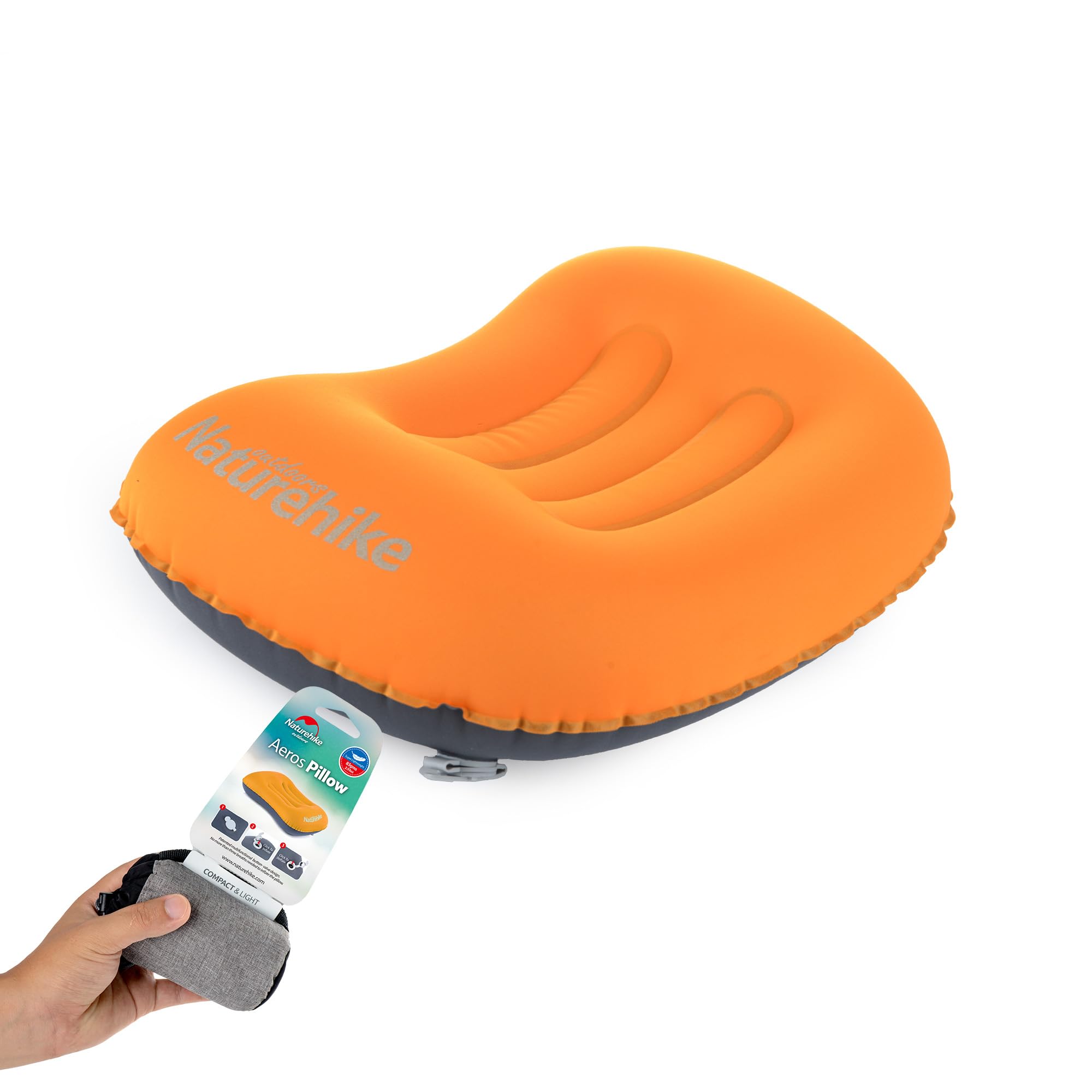 Naturehike Aeros Travel Pillow TPU Ultralight Inflatable Waterproof Compressorba Camping Pillow Sleeping Neck for Beach Hiking Backpacking (Orange)