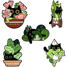 5 Pieces Cat Enamel Pins Set Funny Animal Enamel Brooch Pins Cartoon Lapel Badges for Bags Clothing Badges for Women Girls Cute Black Cat Pins