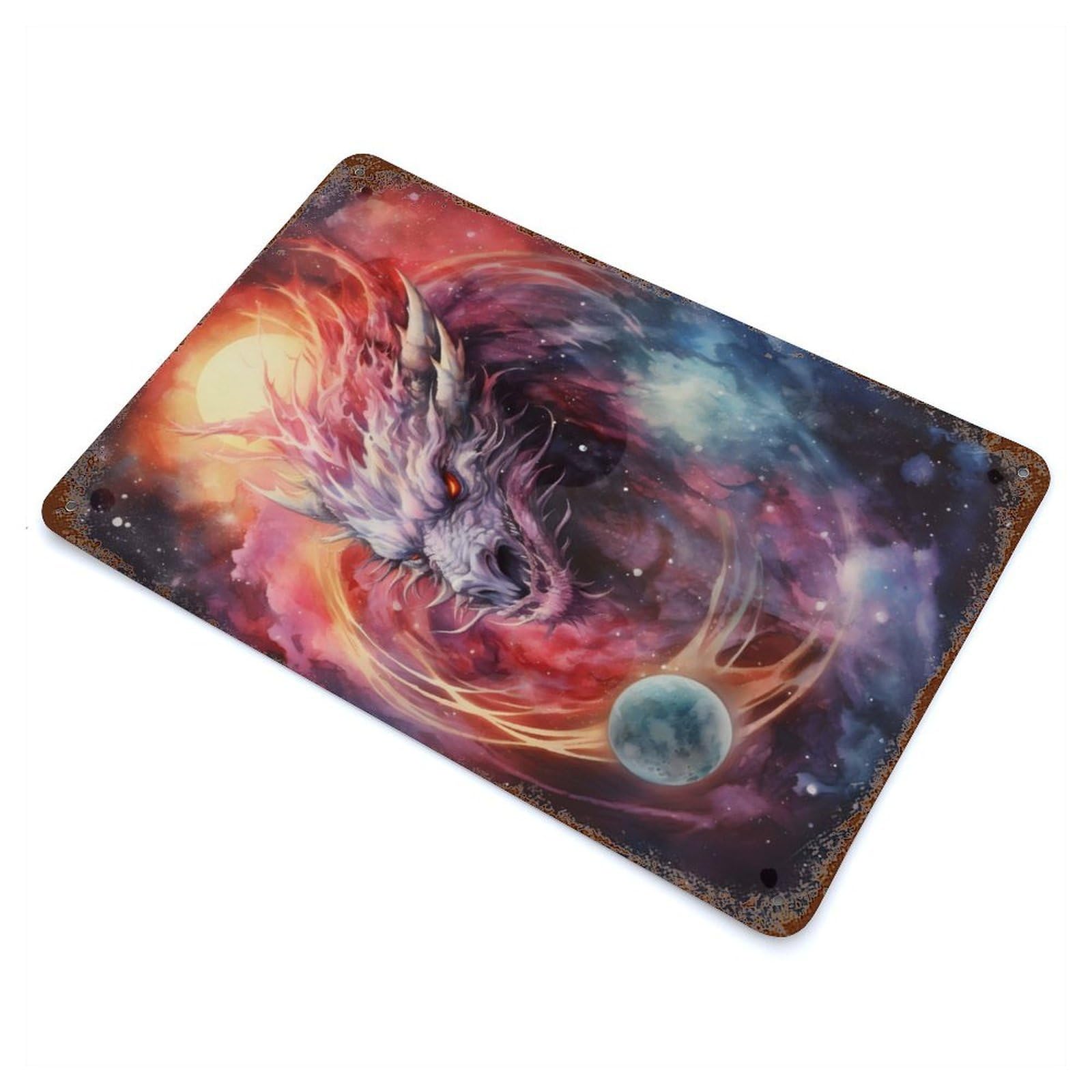 Dragon Dimension Ripple Rusty Metal Tin Sign 11.8"x7.9", Industrial Home Decor for Garage, Pub Or Kitchen