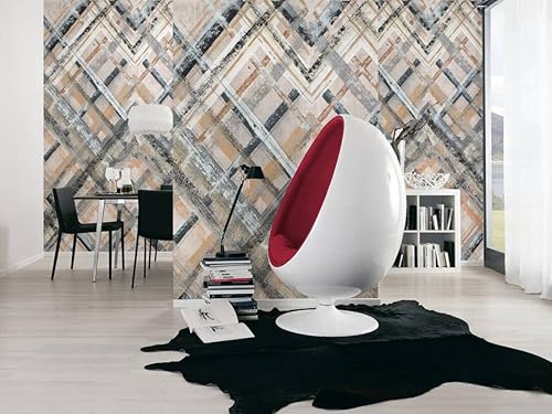 Miniatura 5 de CONCORD WALLCOVERINGS  Papel pintado geométrico para dormitorio, rombos, naranja gris crema, 104 pulgadas de ancho x 110 pulgadas de alto, 5 partes