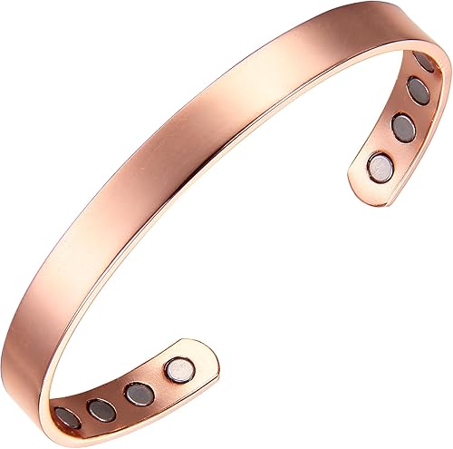 Miniatura 2 de Earth Therapy - Puños minimalistas y martillados - Pulseras magnéticas originales de cobre puro para hombres y mujeres - Ajustable - Ultra resistente