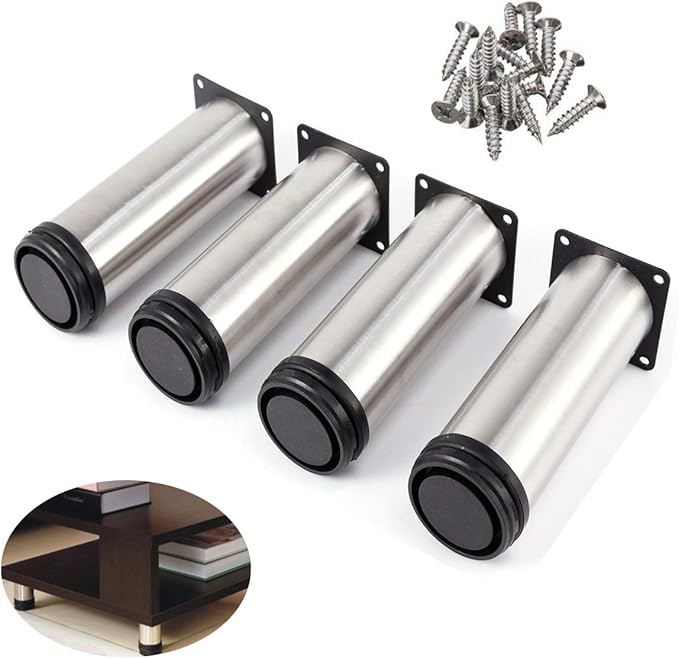 Piedini Regolabili Per Mobili In Acciaio - 4 Pezzi 50x150mm Per Divani, Tavoli E Armadi