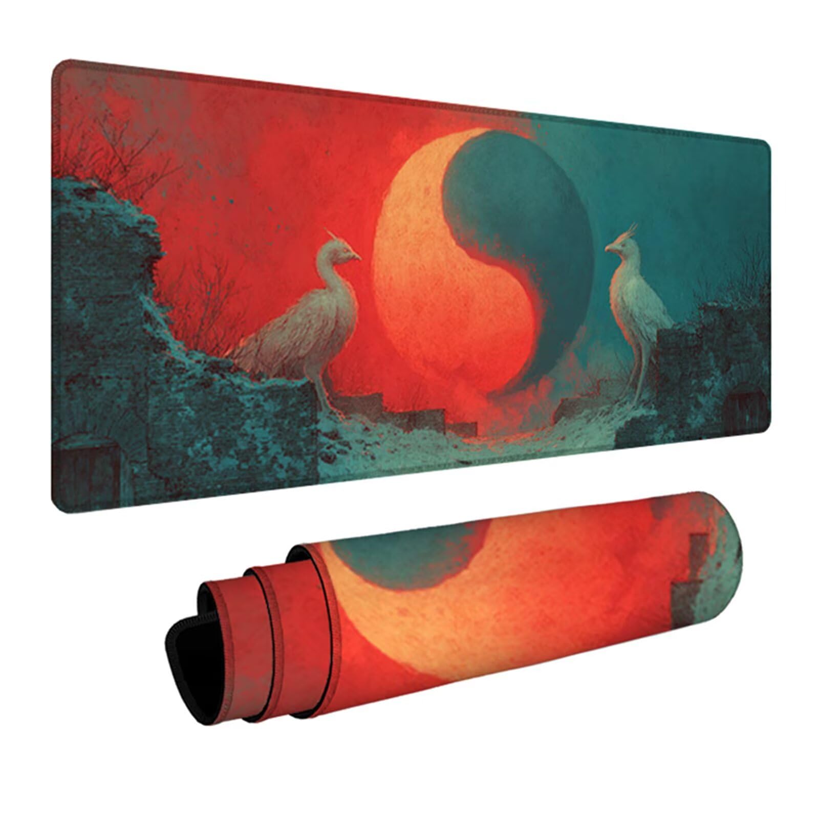 Tai Chi Gamingowa podkładka pod mysz, 1200 x 600 x 3 mm, podkładka pod mysz z antypoślizgową gumową podstawą, podkładka pod mysz XXL ze zszytymi krawędziami, akcesoria gamingowe, do biura, komputera