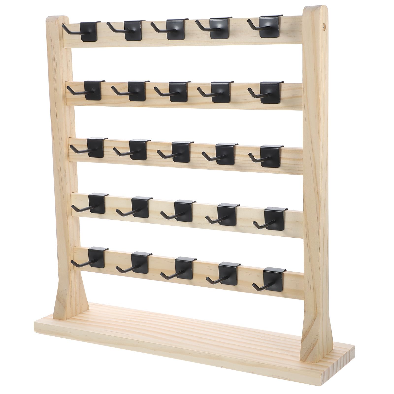 GALPADA Expositor de Pendientes de Madera y 5 Capas 25 Ganchos Desmontables Organizador Multifuncional Elegante para Joyas para Pendientes, Collares y Pulseras