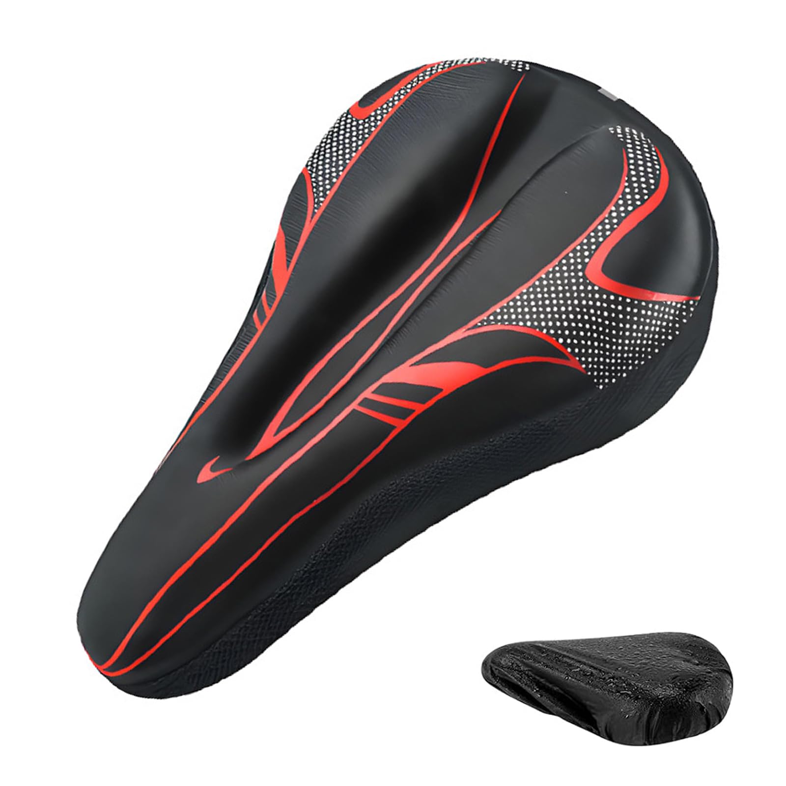 Minicoco Bike Seat Cushion Cover Gel Bike Seat Cover Comfortable Bike Seat Cushion Exercise Bicycle Saddle Cushions, Bike Saddle Cover with Waterproof Rain Cover, Compatible with Outdoor & Indoor