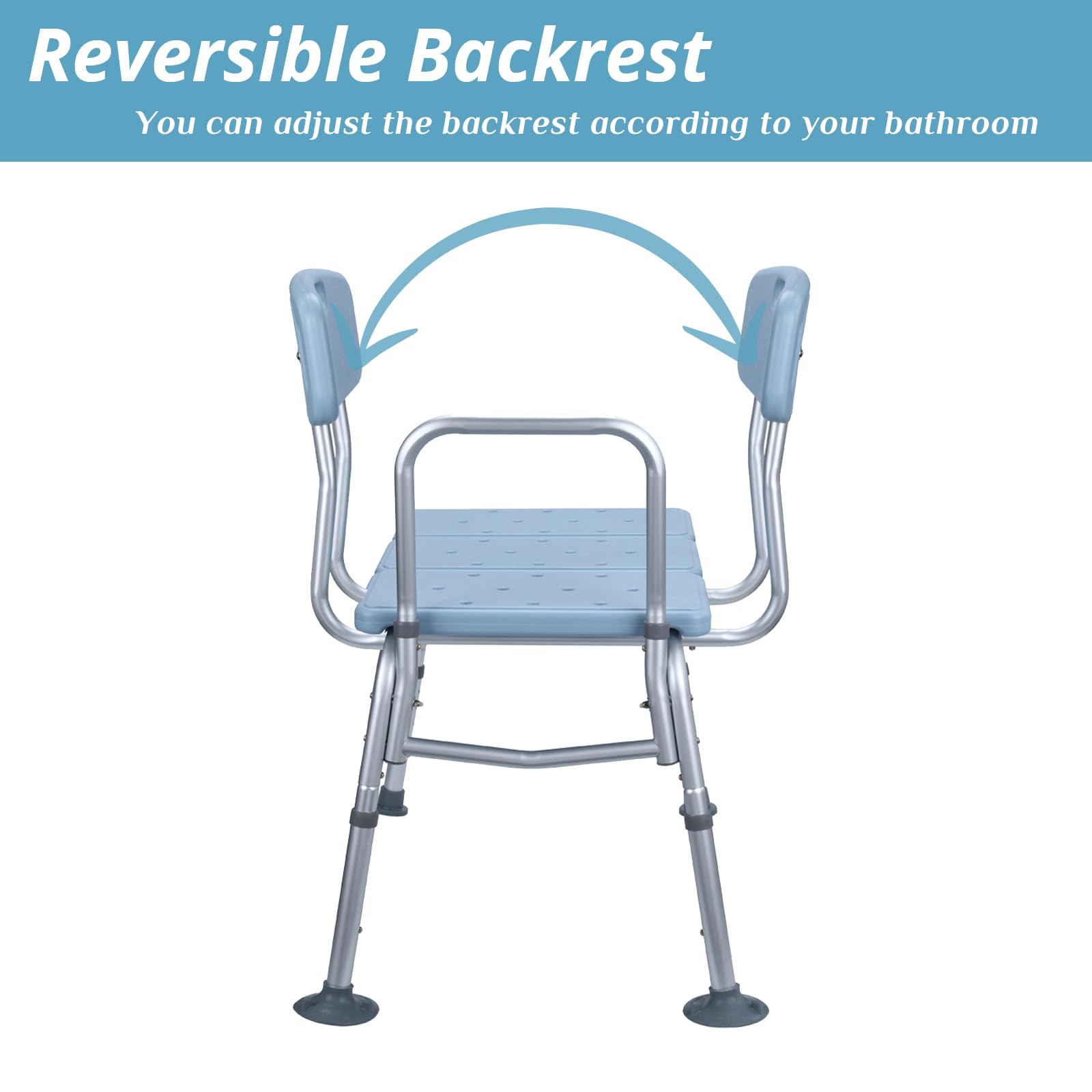 Winado Banco de transferencia para bañera con respaldo y reposabrazos, soporta hasta 330 libras, silla de baño de aleación de aluminio, color azul