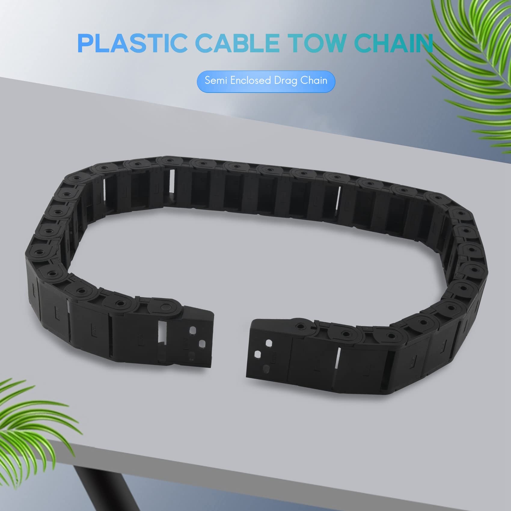 18 mm x 37 mm Schwarze Flexible Halboffene Kabelschleppkette 1M 39.4