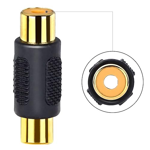 Miniatura 3 de ELECTOP Paquete de 10 adaptadores RCA hembra a hembra de audio y video dorado, para teléfono, altavoz, cable RCA, amplificador