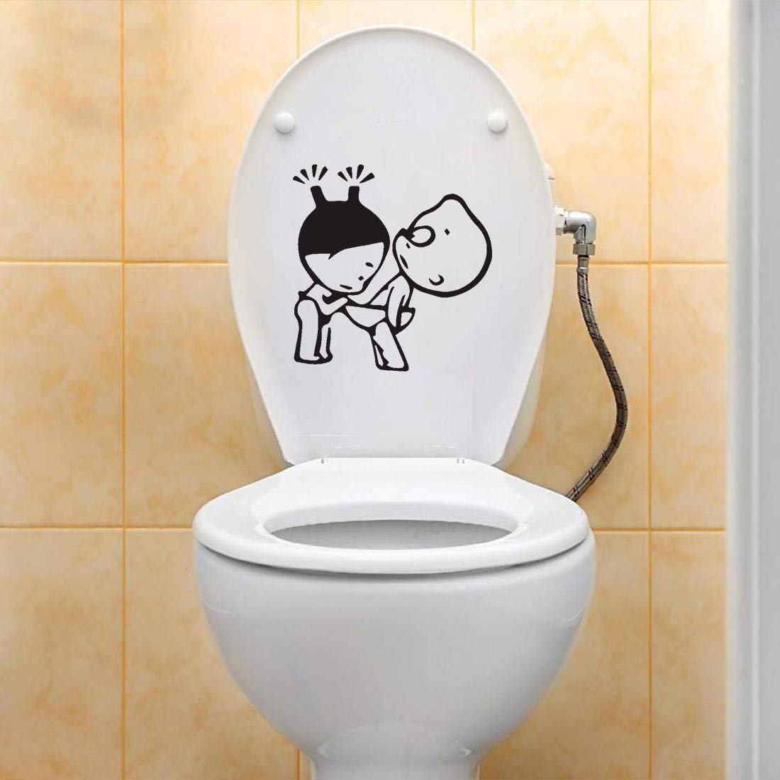 100yellow® Funny Theme Toilet Sticker (PVC Vinyl; Multicolour; Medium-10 X 8 Inch/Transparent) 3