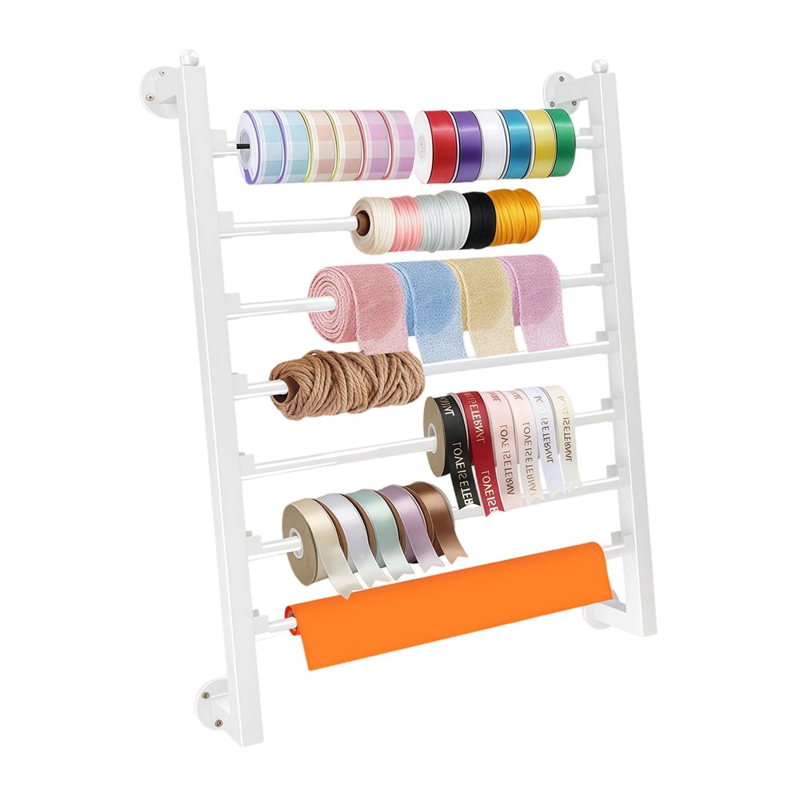 ZEPFJHE Decorative Ribbon Holder with Carbon Steel Frame Storage Hanger for Handicrafts Multi Tiers Wrapping Paper Rack Hanging Ribbon Dispenser
