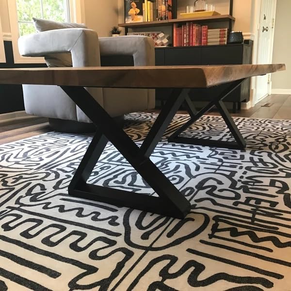 Miniatura 8 de HEONITURE Patas de mesa de centro de 16 pulgadas de alto, patas de escritorio de metal, base de silla de banco moderna industrial negra, forma