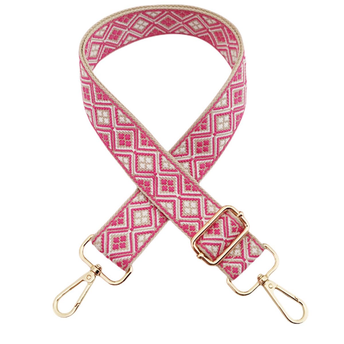 Strap for Handbags, Multi-Colour, 3.8 cm Width Adjustable Shoulder Strap with Gold Carabiner for Replaceable Women's Crossbody Bag, Beige-Rose Red, 306