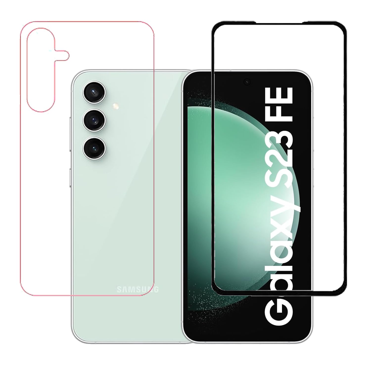 HOBBYTRONICS Anti Fingerprint Samsung Galaxy S23 FE 5G || Samsung S23 FE 5G Front Tempered Glass (Black) and Back Screen Protector (Transparent) (B07V96LC3H) Amazon Price History, Amazon Price Tracker