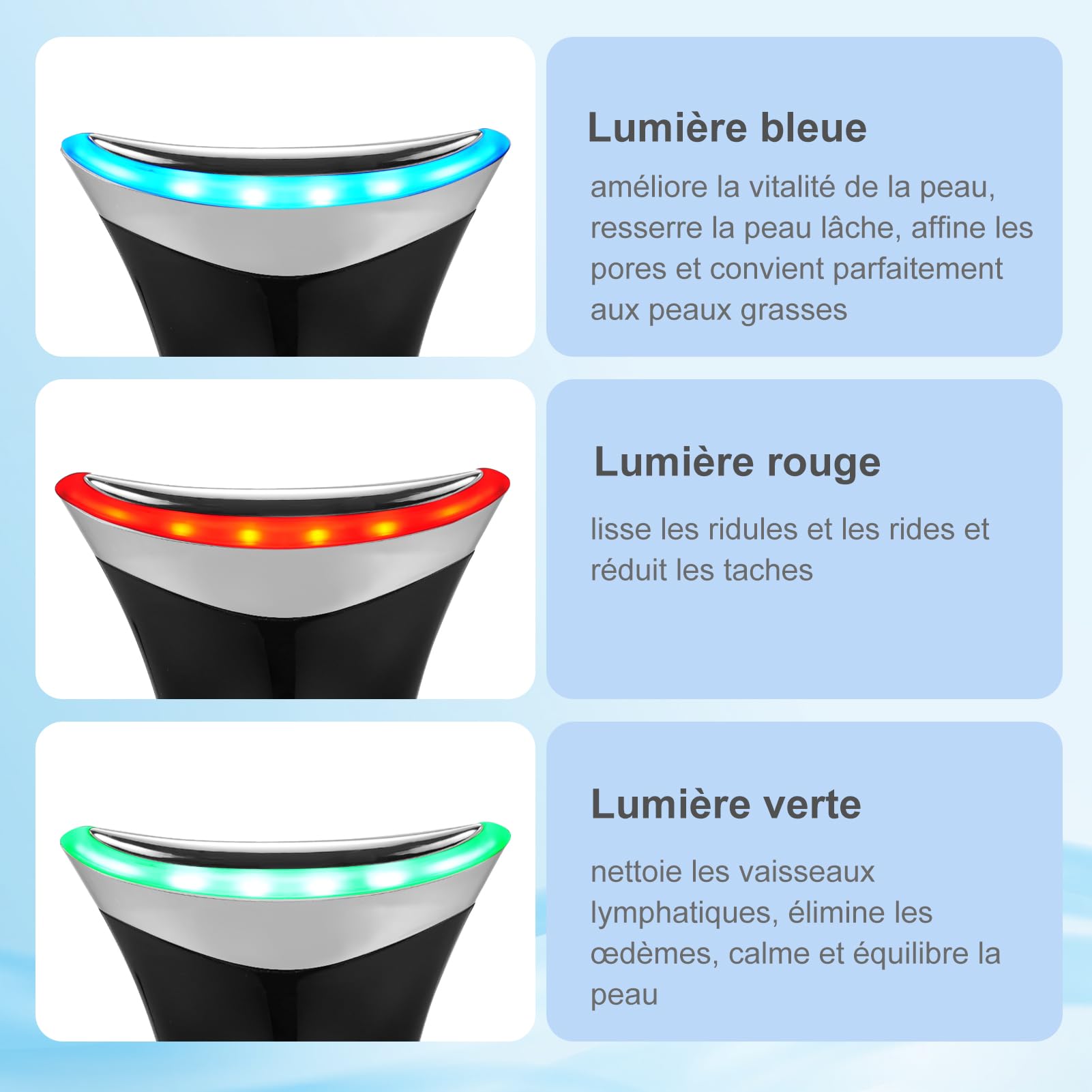 Appareil Massage Visage Anti Rides, Masseur Facial Lifting Visage et Double Menton, 3 Modes LED, Chauffage à 45℃ EMS, Électrique Appareil de Beauté pour soulager et resserrer anti-âge