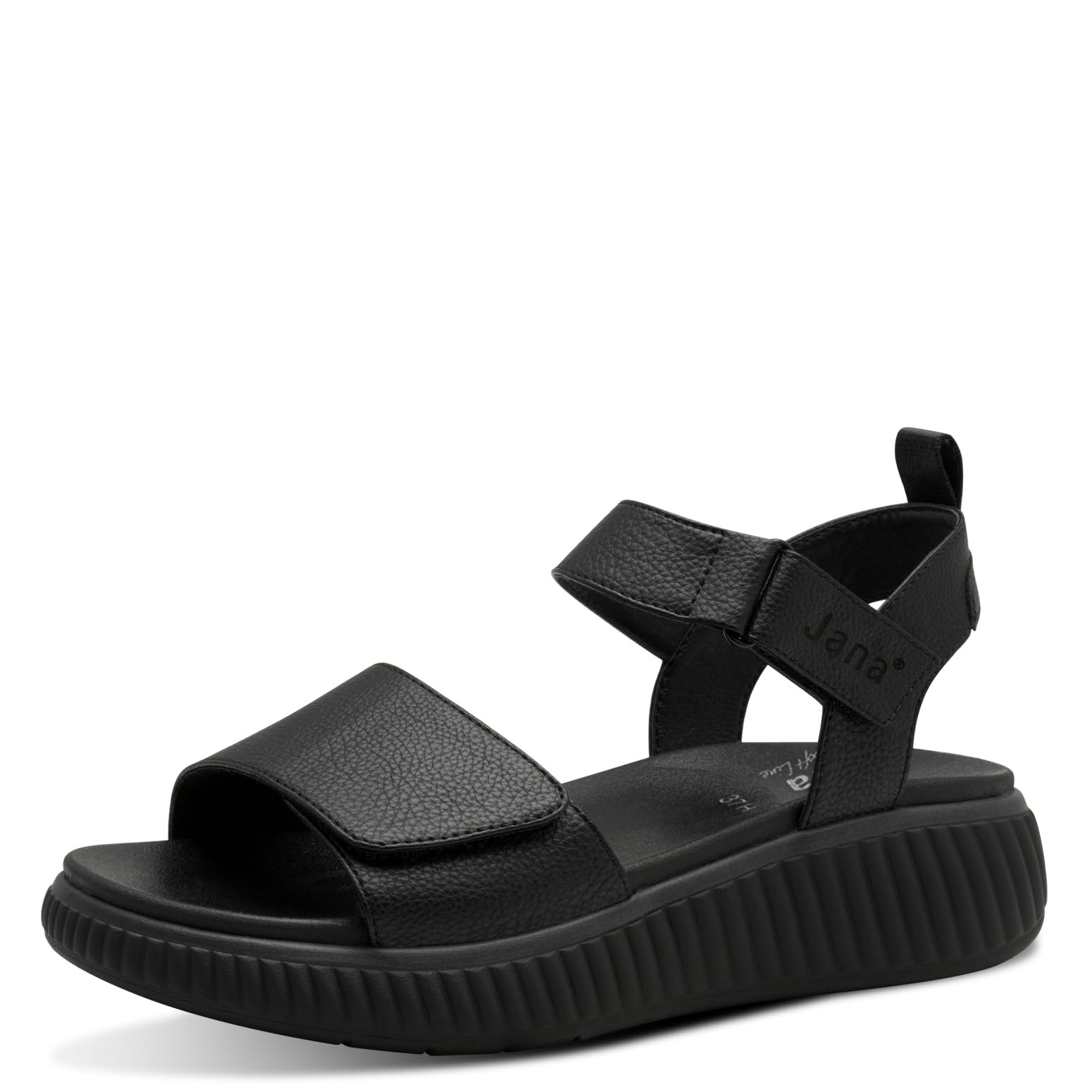 Jana Women’s Flat Sandals with Chunky Sole Vegan, Black, 3,5 UK