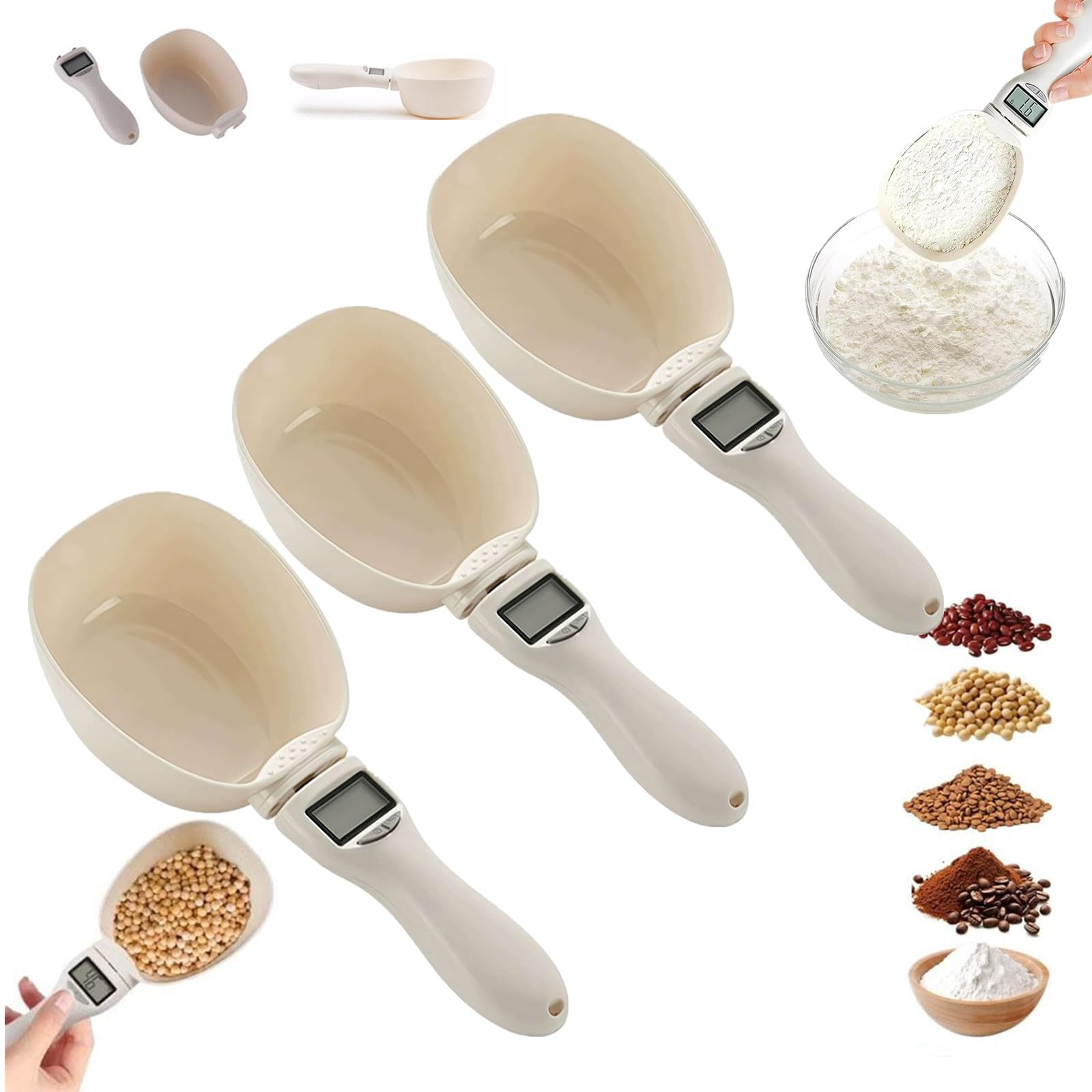 Electronic Measuring Spoon with Conversion, 2026 New Digital Food Measuring Scoop Scale 800g/0.1g High Precision with LCD Screen, Adjustable Digital FoodMeasuring Scoop Scale, Kitchen Baking Gadgets