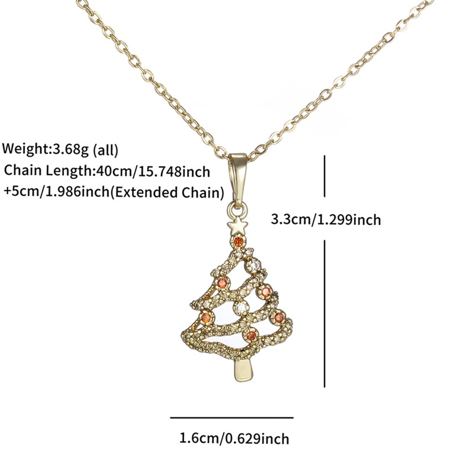 Naszyjnik 9K/14K/18K złoto z diamentem, zawieszka choinkowa 45 cm