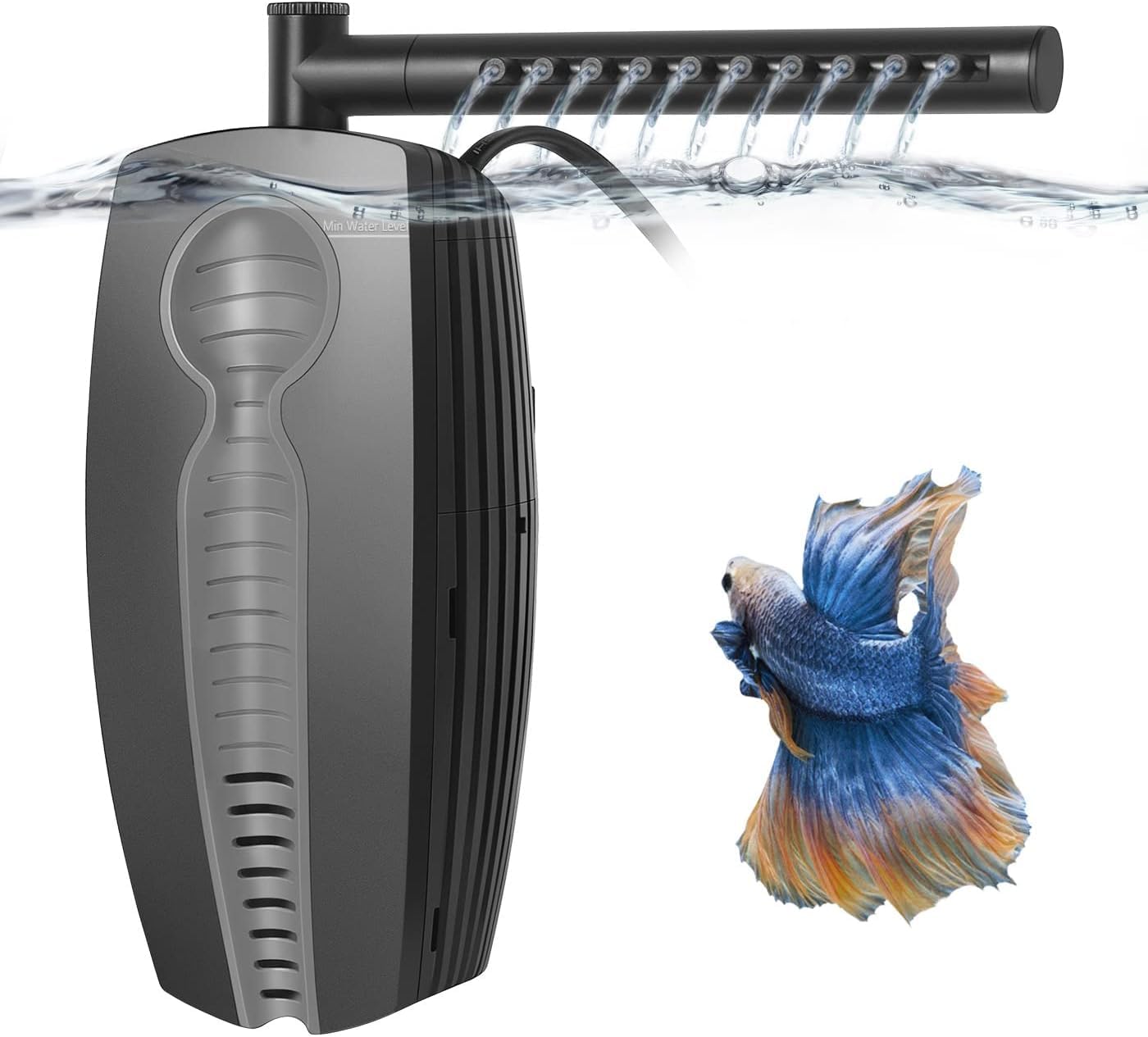 FEDOUR 600LPH Filtro Acuario, 8W Bomba de Filtro de Pecera Ajustable para 30-180L Pecera, Filtros Internos para Acuarios con Algodón Bioquímico, Algodón de Carbón Activado, Bolas de Cerámica