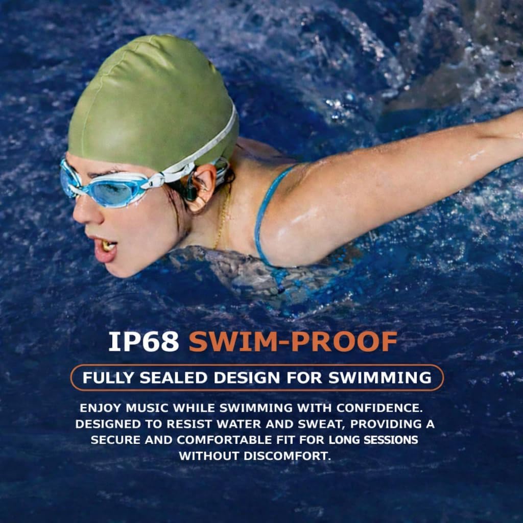 Bone Conduction Open-Ear Swimming Headphones IP68 Waterproof, 32GB MP3 Underwater Swim Headphones for Pool, Open Water & Training - Image 4