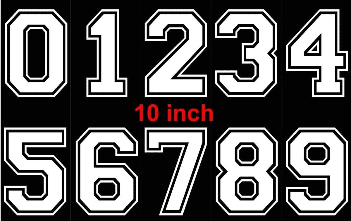 Numbers Kit(0-9),10 Tall Sports T-Shirt Jersey Football Baseball Single Number,Iron On,Heat Transfer,Team,t-Shirt(Style C),White(0-9)