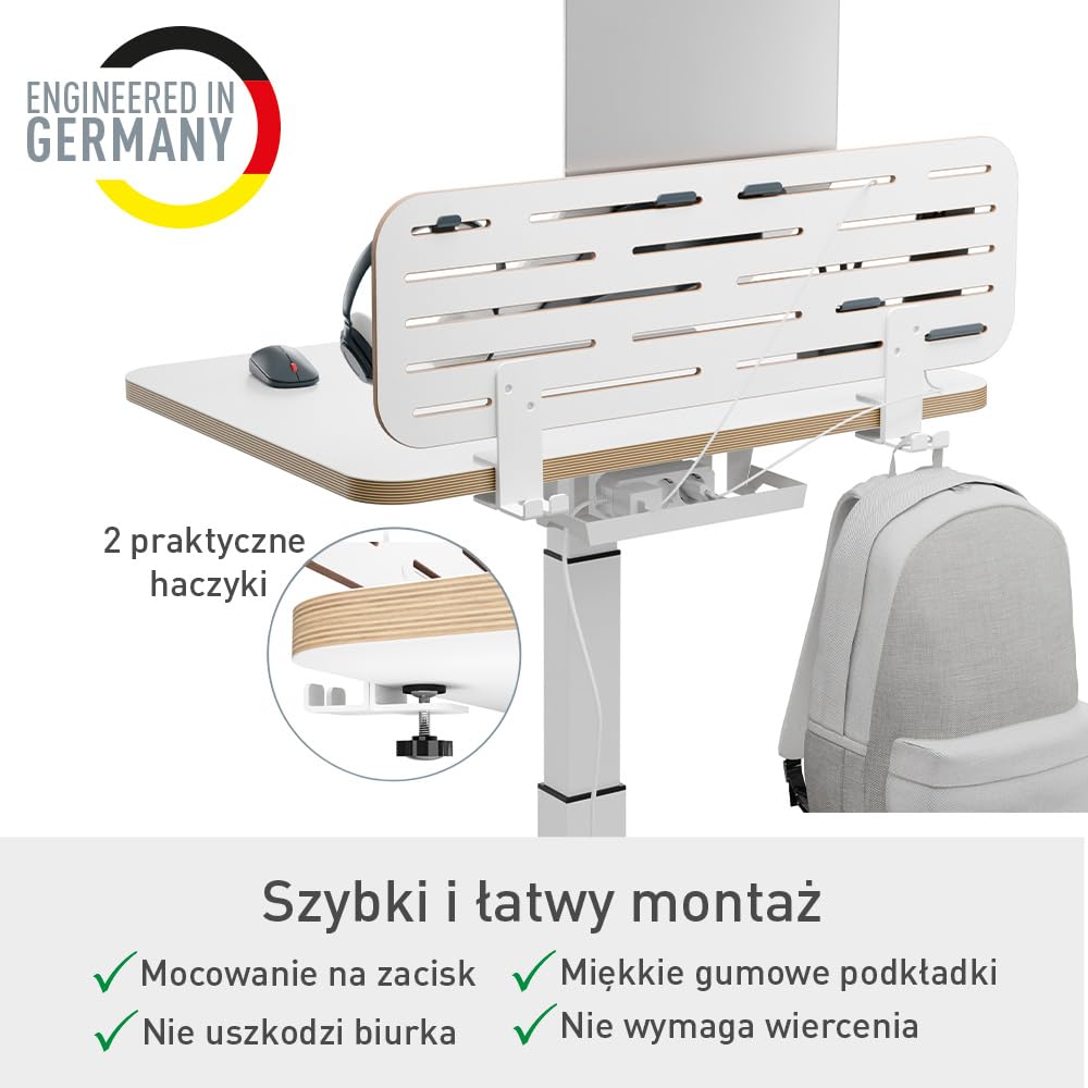 Organizer Leitz Ergo na akcesoria, mocowany do biurka, z uchwytem na laptopa, 80 x 25 cm, 65490000