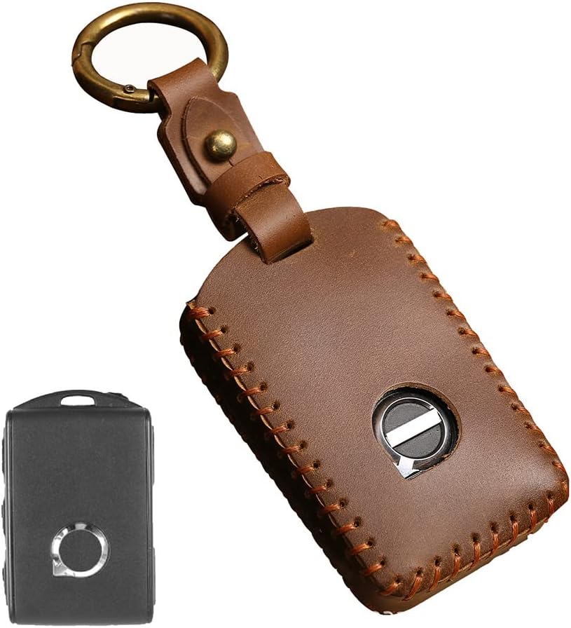 HIBEYO Key Fob Cover Key for Volvo XC40 XC60 XC90 S90 V90 2021 2022 Smart Remote Key Case Leather Keychains Car Accessories